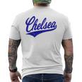 チェルシー ロンドン イングランド バーシティ スクリプト クラシック スポーツ ジャージ メンズTシャツ バックプリント