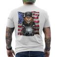 三毛猫 オレンジ猫 ねこ バイク 星条旗 アメリカ メンズTシャツ バックプリント