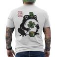 不機嫌そうなカエル 面白い 聖パトリックデー クローバーリーフ アニメ 日本語 メンズTシャツ バックプリント