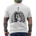 人間の心臓の肺 ビンテージ医療解剖学 解剖学的肺 メンズTシャツ バックプリント