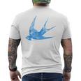古びたツバメの青い鳥 シルエット 鳥 鳥 イラスト メンズTシャツ バックプリント