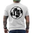 数字 14 Fourn サッカーボール Futbol メンズTシャツ バックプリント