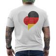 日本 ドイツ 国旗 ハート サッカー メンズTシャツ バックプリント