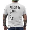 週末コーヒーパグ犬 メンズTシャツ バックプリント