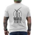 風力発電 風力エネルギー グリーン再生可能タービン 風車 メンズTシャツ バックプリント