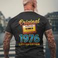 50 歳の誕生日プレゼント男性 1976 年 レトロ ビンテージ テープ メンズTシャツ バックプリント 高齢者への贈り物