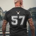 57 番 野球スタイル ヴィンテージホワイト メンズTシャツ バックプリント 高齢者への贈り物