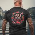 59歳 祝福 59歳 フローラル 59歳の誕生日プレゼント メンズTシャツ バックプリント 高齢者への贈り物