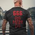 666 悪魔 悪魔のペンタグラム 獣のマーク メンズTシャツ バックプリント 高齢者への贈り物