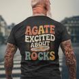 Agate Excited About Rocks ロック地質学オタク メンズTシャツ バックプリント 高齢者への贈り物