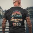 Awesomeince 1960 パームツリー 66歳の誕生日 メンズTシャツ バックプリント 高齢者への贈り物