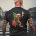 Christmas Tree Xmas Lights Santa Bigfoot Sasquatch Men's Back Print T-Shirt Gifts for Old Men