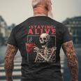 kulltaying Alive スケルトン ドリンクコーヒー メンズTシャツ バックプリント 高齢者への贈り物