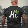 Hi Hello マリファナの葉 ハッピーファニー大麻 ウィード パイナップル メンズTシャツ バックプリント 高齢者への贈り物