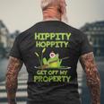 Hippity Hoppity Get Off My Property 面白いカエルミームギフト メンズTシャツ バックプリント 高齢者への贈り物