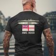 Hms Hood イギリス戦艦図 海軍旗 メンズTシャツ バックプリント 高齢者への贈り物