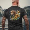 Horse Sunflower Butterfly Country Western Boho Horses Riding Men's Back Print T-Shirt Gifts for Old Men