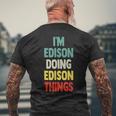 I'm Edison Doing Edison Things 楽しい 名前入り エジソン メンズTシャツ バックプリント 高齢者への贈り物