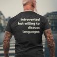 Introverted But Willing To Discuss Languages Introverts メンズTシャツ バックプリント 高齢者への贈り物