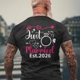 Just Married 2026 Couple Lune De Miel Amoureux De Fiancée T-shirt imprimé au dos Cadeaux pour les vieillards