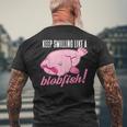 Keepmiling Like A Blobfish デザイン ブログフィッシュファン向け メンズTシャツ バックプリント 高齢者への贈り物