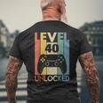 Level 40 Unlocked ideo Gamer 40Th Birthday メンズTシャツ バックプリント 高齢者への贈り物
