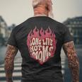 Long Live Hot Moms Vintage Flaming Heart Empowered Energy Men's T-shirt Back Print Gifts for Old Men