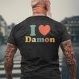 I Love Damon I Heart Damon レッド ハート バレンタイン メンズTシャツ バックプリント 高齢者への贈り物