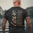 Love The Lord With All Your Heart 聖書の言葉 メンズTシャツ バックプリント 高齢者への贈り物