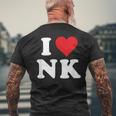 I Love Nk Initials I Heart NK First Last Name N K メンズTシャツ バックプリント 高齢者への贈り物