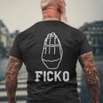 Lustige Italienische Handgeste Figgo Grafik Ficko T-Shirt mit Rückendruck Geschenke für alte Männer