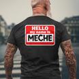 Meche Hello Hi My Name Is ネームオン カスタム メンズTシャツ バックプリント 高齢者への贈り物