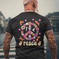 Peace 60年代風 フラワーデザイン メンズTシャツ バックプリント 高齢者への贈り物