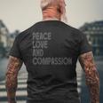 Peace Love And Compassion シャツ インスピレーションを与える引用 レトロ メンズTシャツ バックプリント 高齢者への贈り物