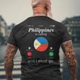 Philippines Is Calling And I Must Go フィリピン国旗シャツ メンズTシャツ バックプリント 高齢者への贈り物