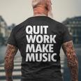 Quit Work Make Music 半袖 メンズTシャツ バックプリント 高齢者への贈り物