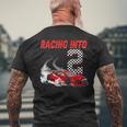 Racing Into 2Nd Birthday レースカー 2歳 幼児 男の子 メンズTシャツ バックプリント 高齢者への贈り物
