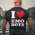 Red Heart I Love Emo Boys メンズTシャツ バックプリント 高齢者への贈り物
