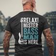 Relax Mister Bass Man Is Here ベースギター 楽器 ベーシスト メンズTシャツ バックプリント 高齢者への贈り物
