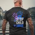 Stop Child Abuse 児童虐待をやめなさい メンズTシャツ バックプリント 高齢者への贈り物