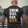 Swim Bike Run スイム バイク ラン ビール トライアスロン トライアスロン スポーツ メンズ レディース メンズTシャツ バックプリント 高齢者への贈り物