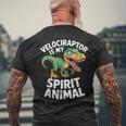 Velociraptor Is My Spirit Animal For Dino Enthusiasts Men's Back Print T-Shirt Gifts for Old Men