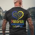 World Downyndrome Day Upport And Awareness 321 メンズTシャツ バックプリント 高齢者への贈り物