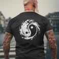 Ying Yang Flowtate 瞑想 水彩画 太極拳 メンズ レディース メンズTシャツ バックプリント 高齢者への贈り物