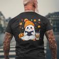 おばけ読書本 紅葉 ハロウィン ゴーストコーヒー メンズTシャツ バックプリント 高齢者への贈り物