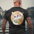 かわいい ウサギ 食べる ラーメン 漫画 カワイイ 食べ物 好き メンズTシャツ バックプリント 高齢者への贈り物