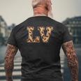 かわいい 文字 Lv イニシャル 名前 ヒョウ チーター動物 長袖tシャツ メンズTシャツ バックプリント 高齢者への贈り物