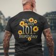 かわいいひまわり その私の101歳の誕生日 101歳の誕生日 メンズTシャツ バックプリント 高齢者への贈り物