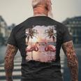 かわいいカラフルなフラミンゴヤシの木 メンズTシャツ バックプリント 高齢者への贈り物