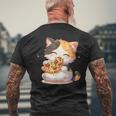 わがまま猫 ピザねこ ラーメン好き かわいい おもしろ マンガ メンズTシャツ バックプリント 高齢者への贈り物